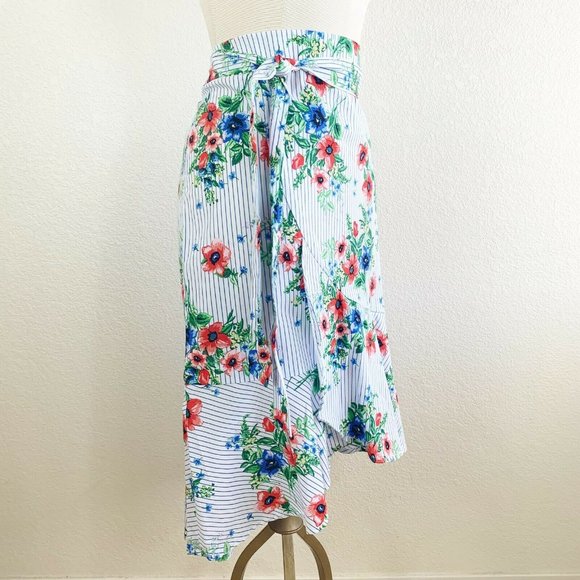 Meg & Margot NWT L Floral & Stripe Ruffle Skirt - Picture 4 of 5